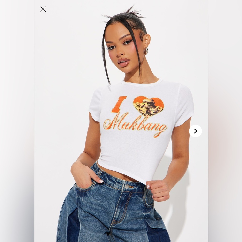 White Mukbang Baby Tee